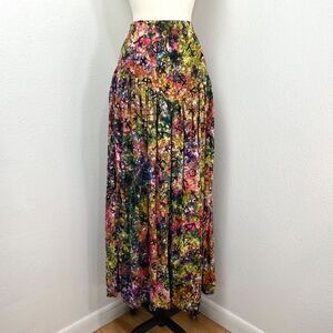 Vtg Flamingo Tye Dye Maxi Skirt Med Colorful Gypsy Magic Symbols Elastic Waist